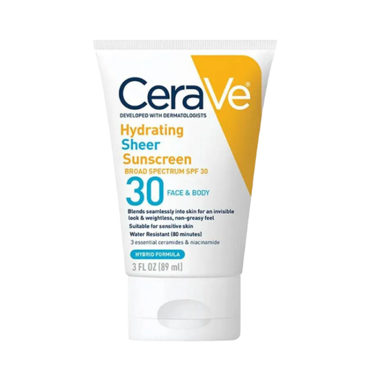 CeraVe – Hydrating Sheer Sunscreen SPF 30 (Face & Body) 89ml