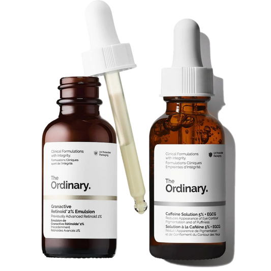Dúo Para Manchas + Contorno de ojos - Granactive Retinoid 2% Emulsion + Caffeine Solution 5% + EGCG The Ordinary