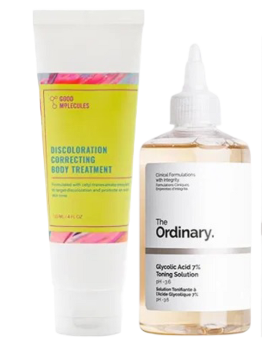 Dúo Despigmentante Corporal - Ácido Glicólico 240ml The Ordinay + Discoloration Body 120ml Good Molecules