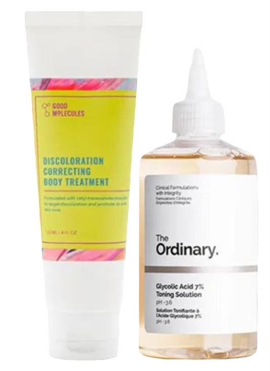 Dúo Despigmentante Corporal - Ácido Glicólico 240ml The Ordinay + Discoloration Body 120ml Good Molecules